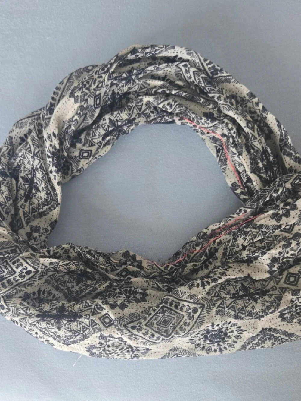 Lightweight Black and Cream Patterned Women's Scarf
